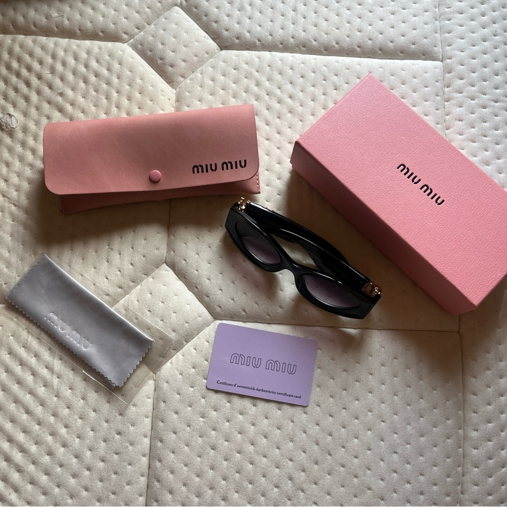 Miu Miu Black Sunglasses with Pink Case and Box